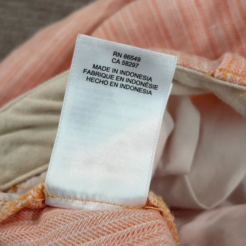 Tommy Bahama Harbor Herringbone Stretch Linen Blend Peach‎ Sorbet Men Large NWOT